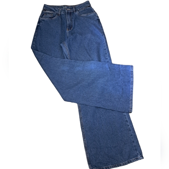 LUNENDER BRAZIL high waist wide leg jeans cut out waistband grunge EMO EU 40 - Picture 4 of 14